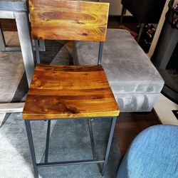 4 Rustic Wood Hightop Chairs