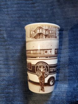 Starbucks Ceramic Coffee Retro Photo Seattle Pike Place 2016 Travel Cup Tumbler