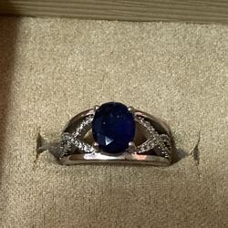 Midnight Blue Sapphire Silver Plated Ring