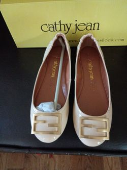 Cathy Jean Ballet Flats with Gold Buckle