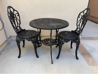 Black 3-Piece All-Weather Dining Furniture Set with Round Table and 2 Chairs for Patio
