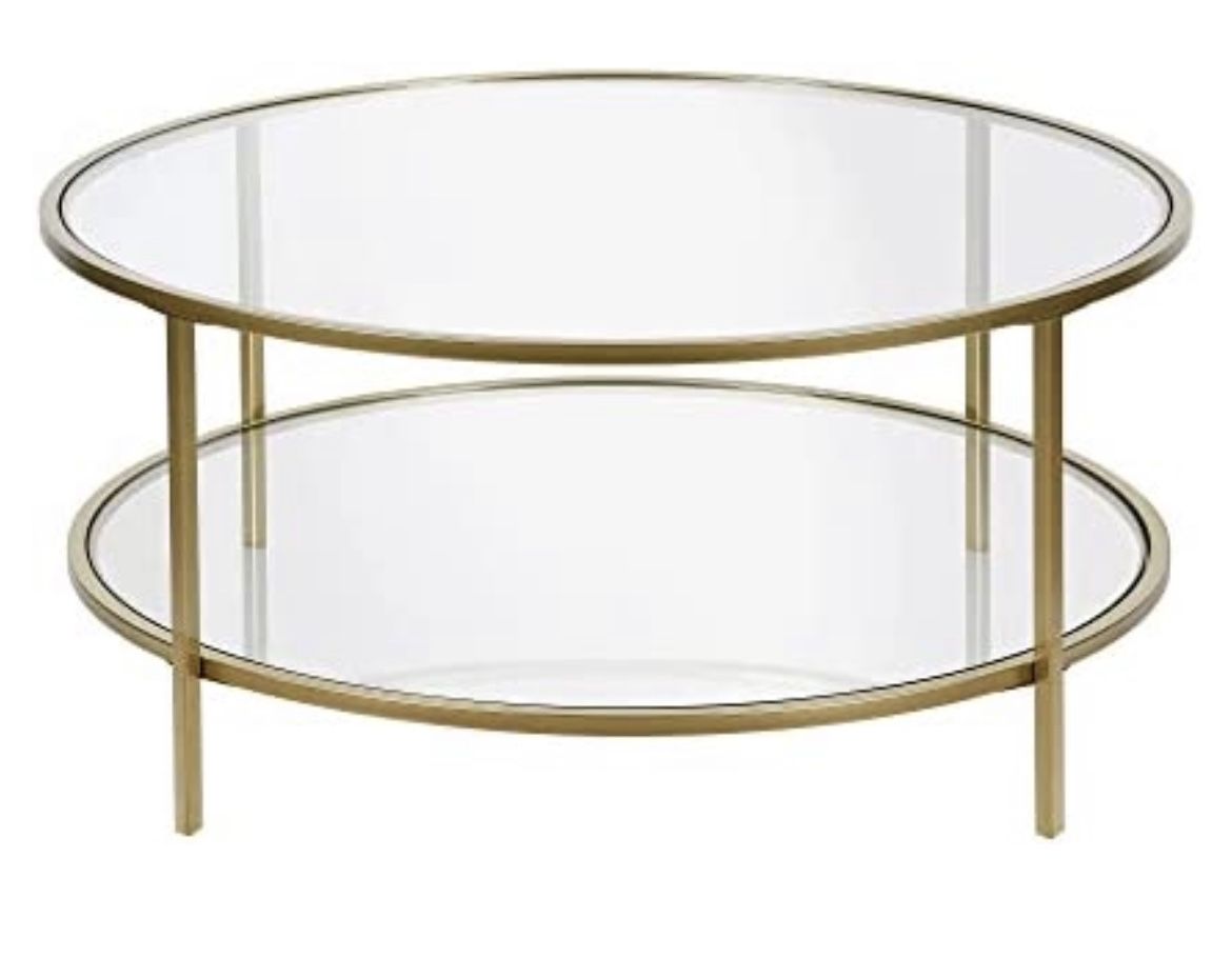Glass Coffee Table With Brass