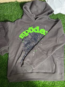 grey and green sp5der hoodie