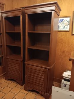 Pair of Wood Bookcases with Lower Cabinets $175 each O.B.O