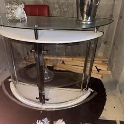 Modern Glass & Chrome Home Bar – Great Condition 