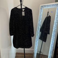 brand new black sequence dress (h&m) size large