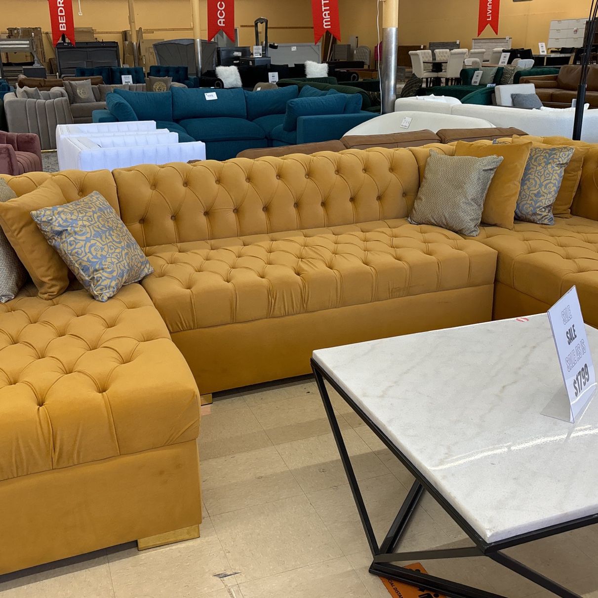Mustard Double Chaise Sectional Sofa