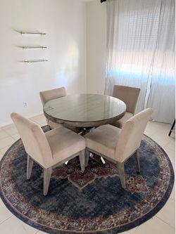 42” Round Glass Top Table and 4 Chairs - from Pottery Barn