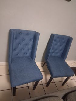Set Of Two Blue Chairs 