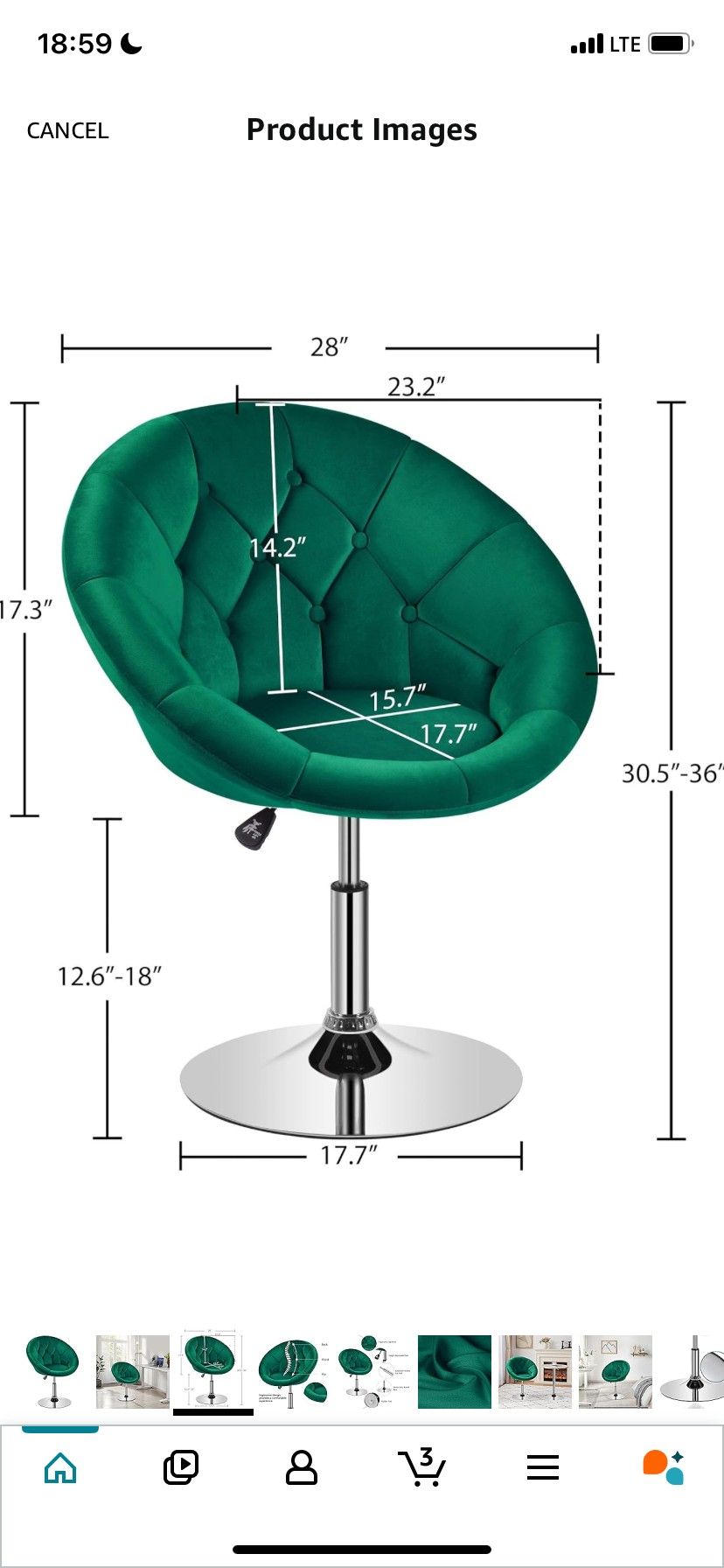 Living Room Vanity Chair Makeup Chair Velvet Round Tufted Back Swivel Accent Chair with Chrome Frame Height Adjustable for Living Room, Makeup Room, B