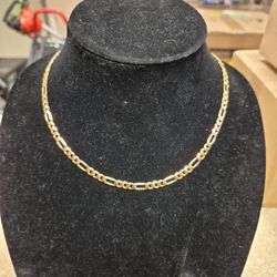 14k Yellow Gold Italy Figaro Necklace 18"