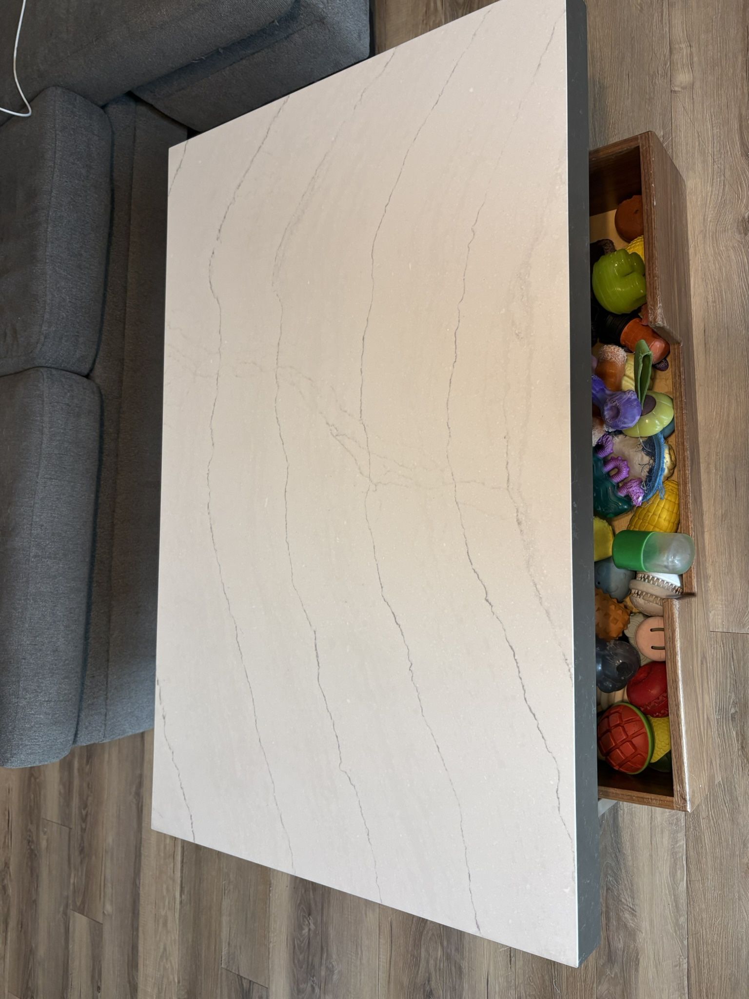 Quartz Coffee Table With Steel Base