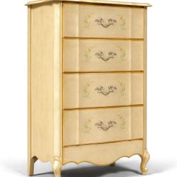 Vintage French Provincial Hand-Painted Cream Dresser w/ Cabriole Legs, c.1970's - Delivery Available 