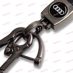 Keychain Lanyard Quick Release Key chain Leather for Audi A1 A4 Q5 Q7 TT X1 -(3-LKC-AUDI-BBK