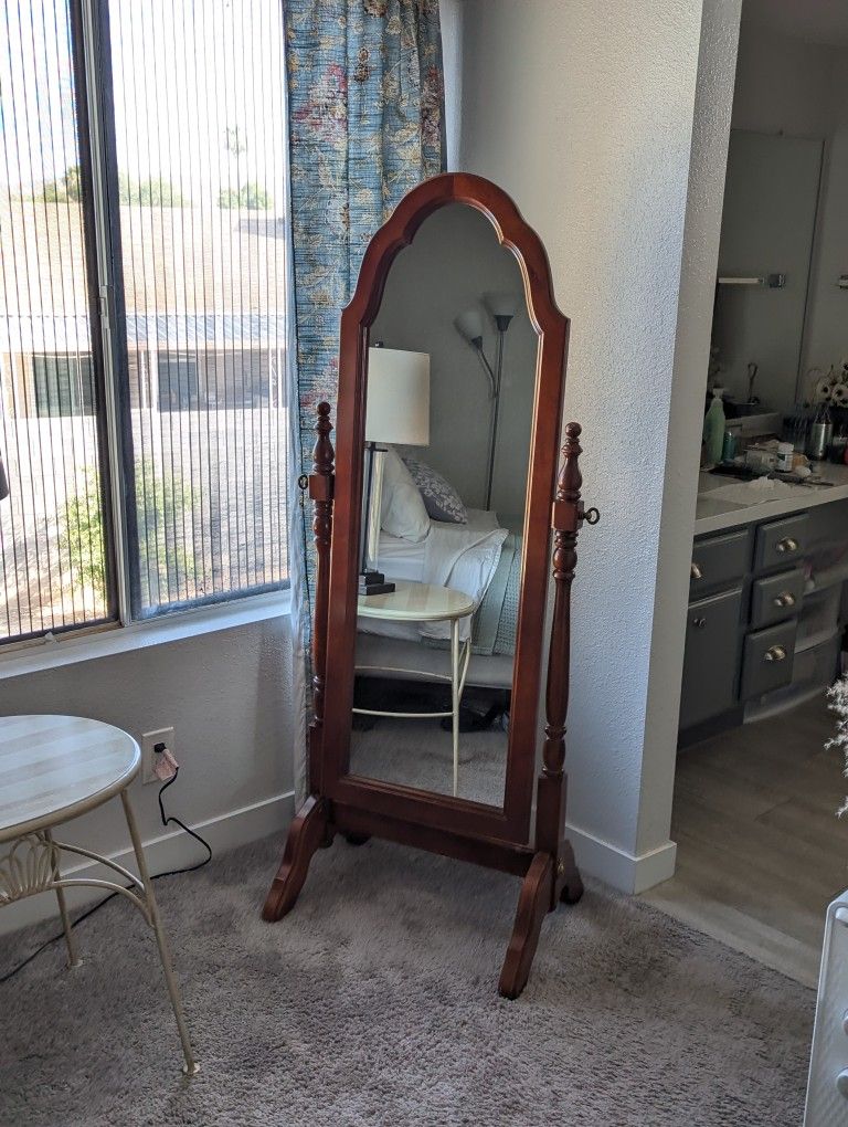 Antique Style Full-Length Wood Mirror