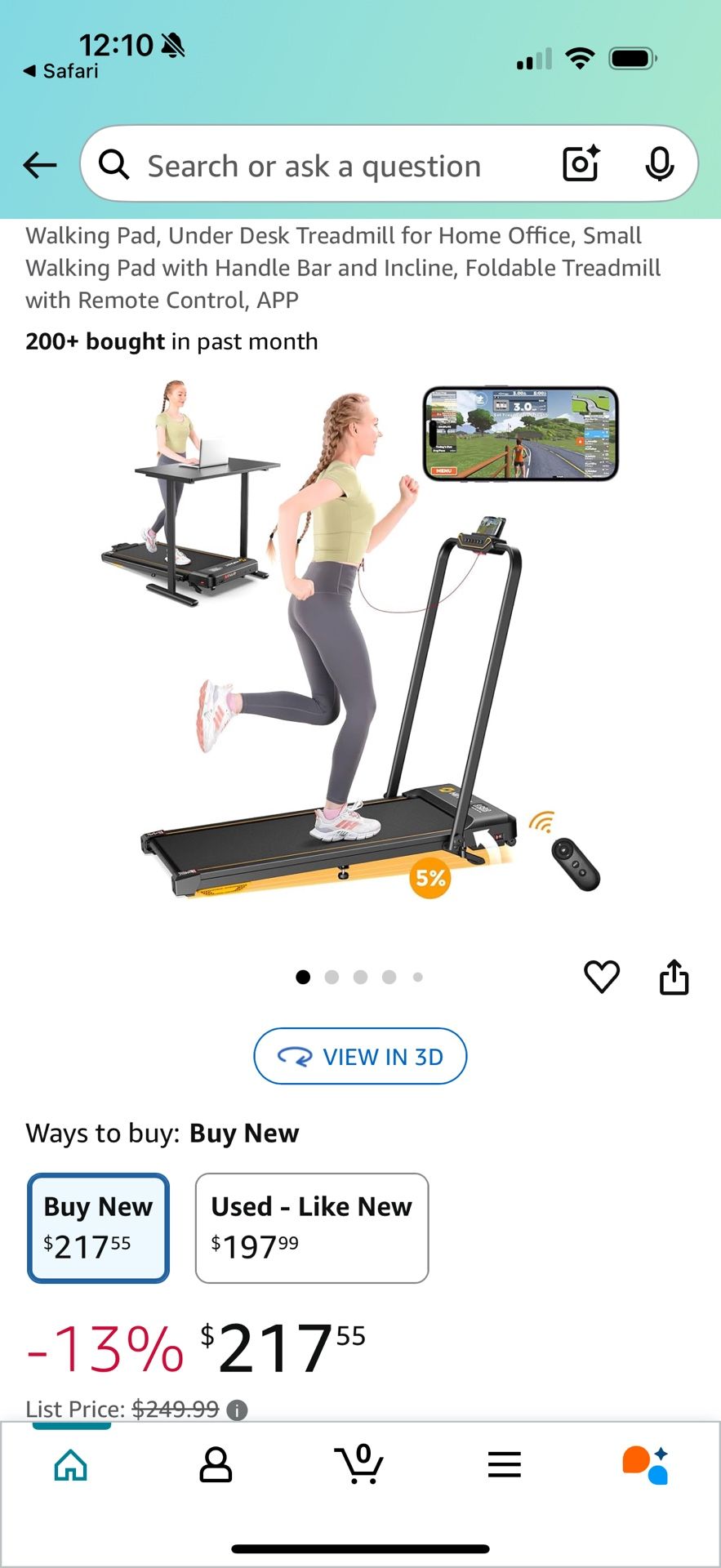 HIFAST UNDER DESK WALKING PAD/TREADMILL, WITH HANDLE BAR AND INCLINE, FOLDABLE TREADMILL WITH REMOTE CONTROL, APP,