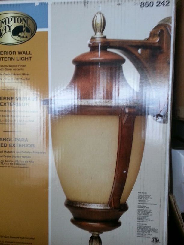 Hampton Bay 1-Light Mossoro Walnut Outdoor Wall Mount Lantern
