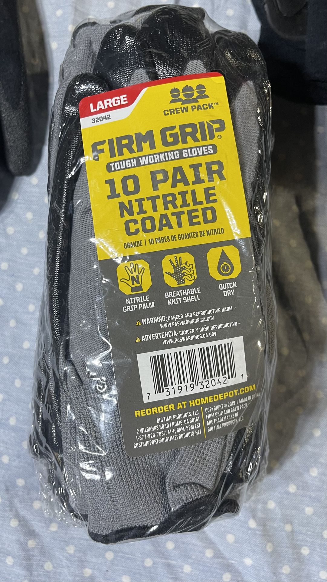 Firm grip nitrile gloves SIZE LARGE