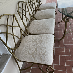 Elegant Patio Iron  4 Padded Chairs and Iron Table with Very Thick Glass Top