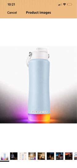 Stainless Steel Water Bottle with Camping Lantern & Night Light 5 Light Modes & Brightness,BPA Free Tumbler with Handle and Flip Straw and Spout,24Hr