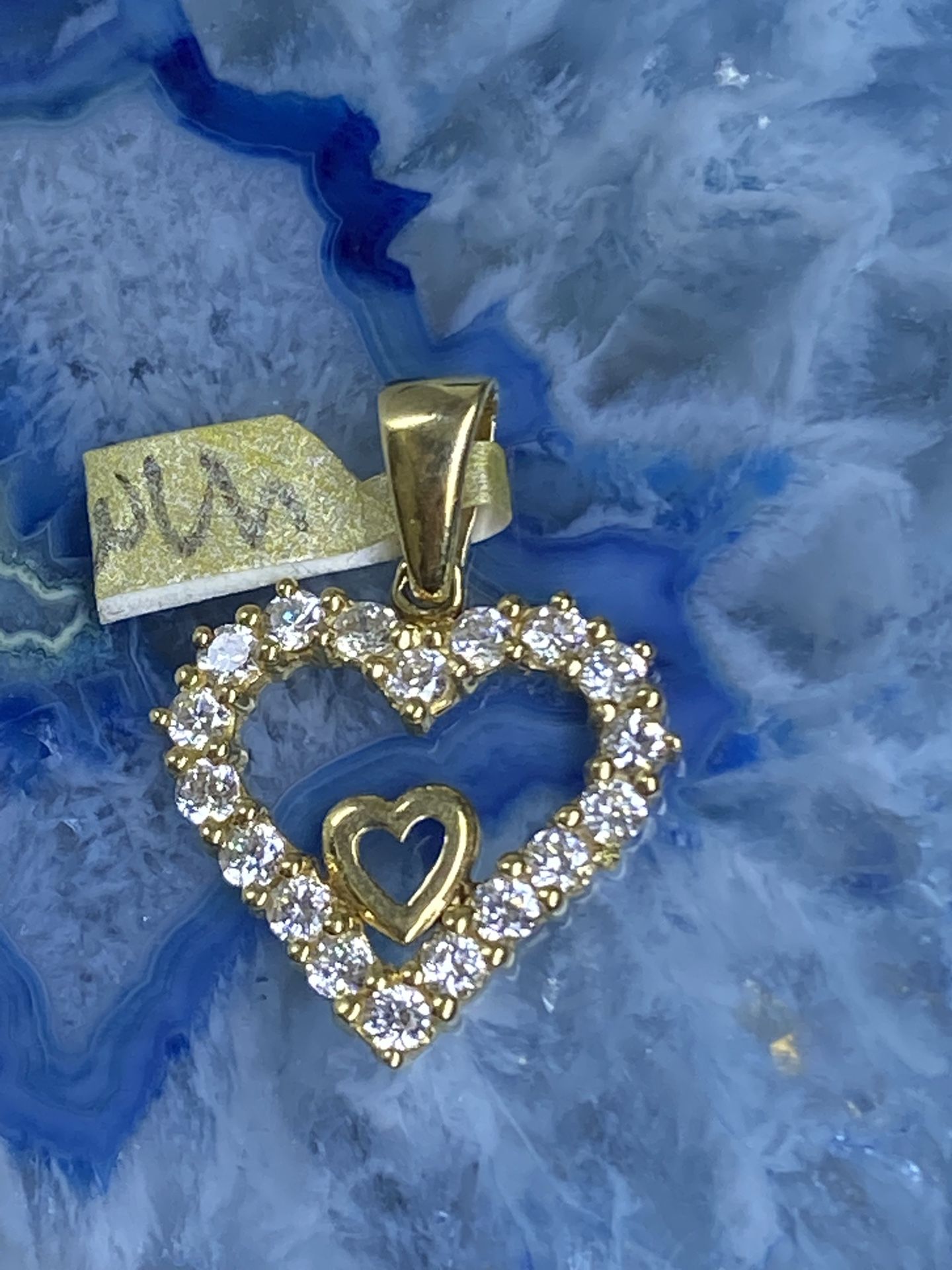 $175 Yellow Gold W Zirconia Heart Charm Pendant
