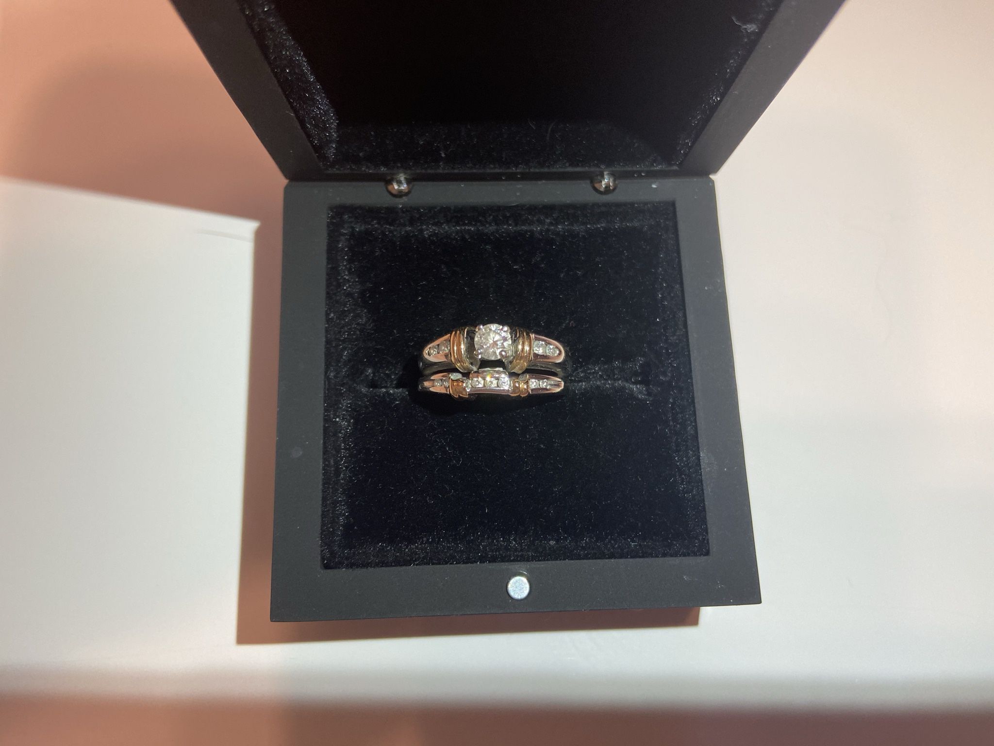 .375ct diamond engagement/wedding band ring set