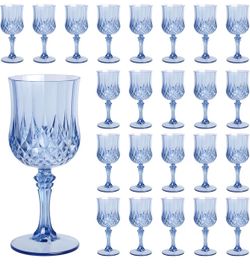 MUST GO! 24 Blue Plastic Wine Glasses – New Open Box – $25 Firm