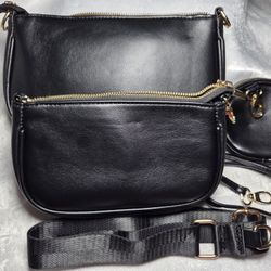 3 Piece Faux Leather Purse Handbag Set