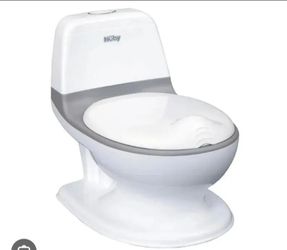 Nuby My Real Potty Training Toilet with Realistic Flush Sound – White/Gray