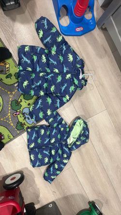 Kids Dinosaur Print Puffer Jacket Set