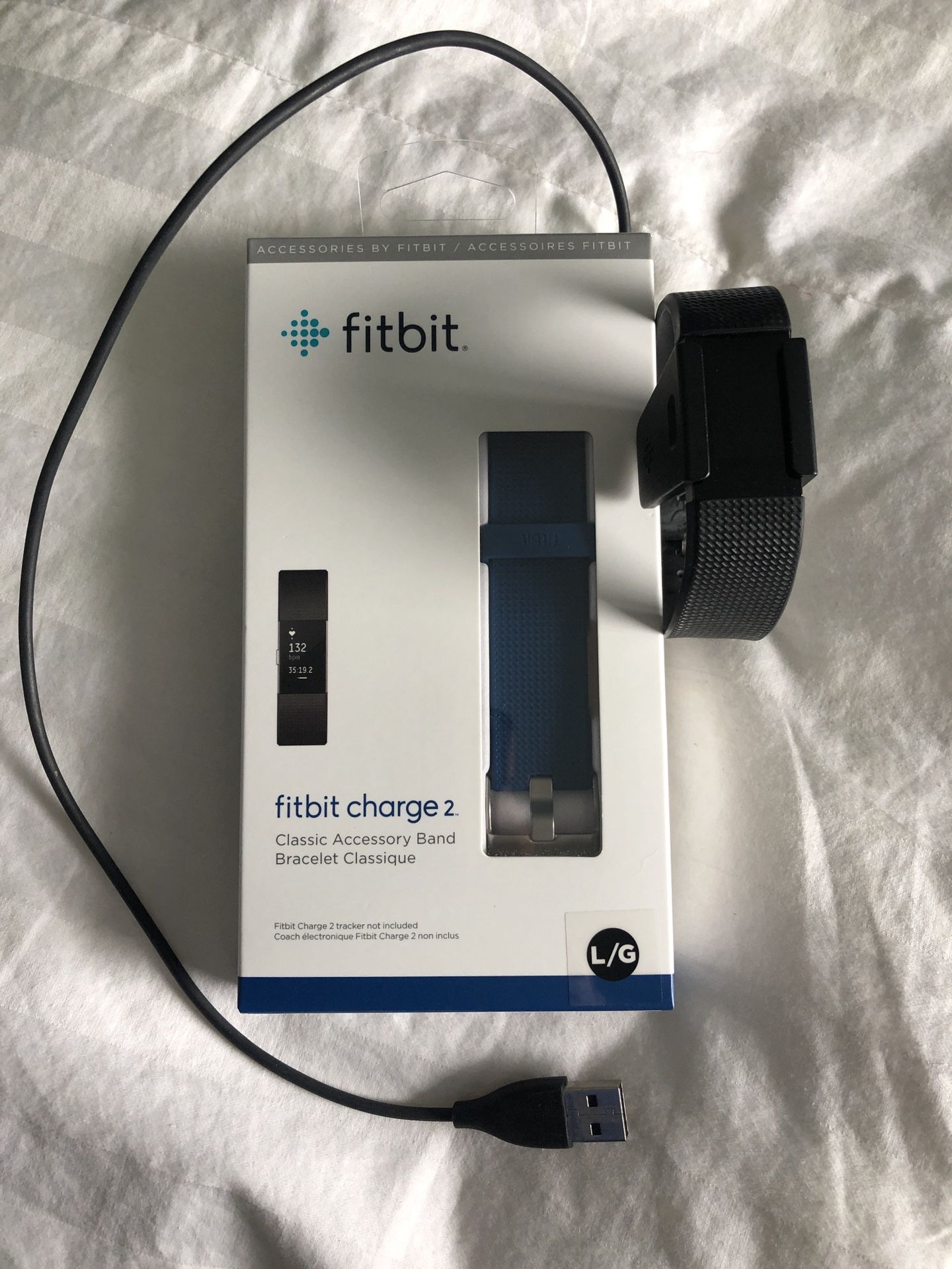 Fitbit charge 2, black and brand new blue band.