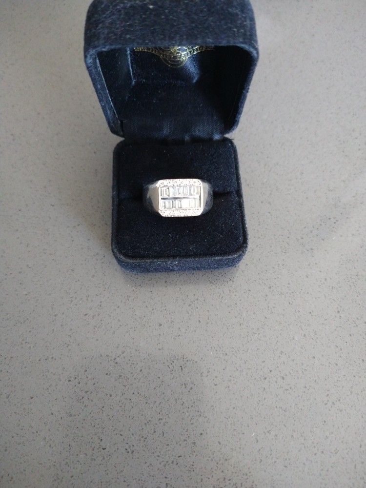 18K Diamond Cocktail White Gold Mens Ring