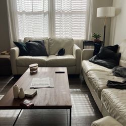 Contemporary 3-Piece White Leather Couch Set – Modern, Comfortable, Stylish