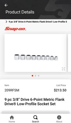 Snap On Low Profile Chrome Sockets 3/8