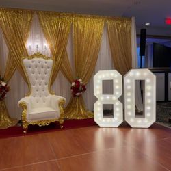 Throne Chair And Set Of Numbers Marquees 