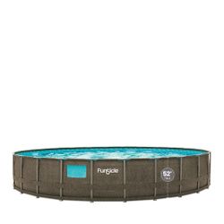 Funsicle 26 ft Round Oasis Designer Pool, Crystal Vue Above Ground Metal Frame Swimming Pool, Age 6 & up