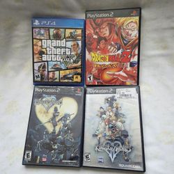 Ps2 KingdomHearts I-II Both Discs Have Some Scratches But Playable $15 Each Dragon Ball Z Budokai Few Minor Scratches $20,Ps4 GTA V $10,Crash $20