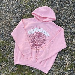Pink Sp5der OG Web Hoodie Size Large 