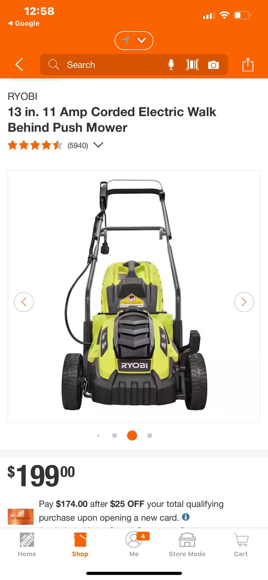 Lawn Mower RYOBI 13 In 11 Amp Electric Walk