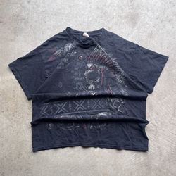 Vintage Y2K Grunge Skull Faded Black Graphic T Shirt