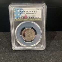 2013 S Perfect Graded Mount Rushmore NP Quarter Graded At PR70 Deep Cameo D-16
