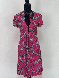 Just Cavalli Leopard Print Dress Womens 38/US s Hot Pink Cheetah Polka Dots