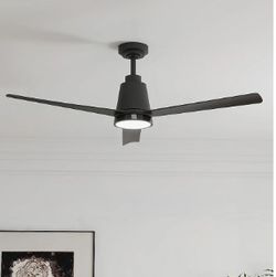 52-in Matte Black Covered Outdoor Ceiling Fan and Light