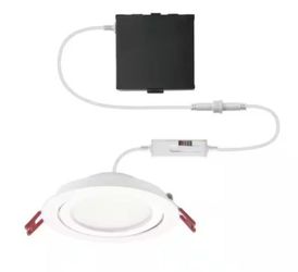 Commercial Electric Ultra Directional Integrated LED 4 in Round Adj Color Temp Canless Recessed Light for Kitchen Bath Living rooms, White