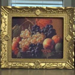 Framed Fruit Still Life Print in Gold Ornate Frame