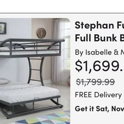 VERY STRONG METAL  Full over full bunk bed
