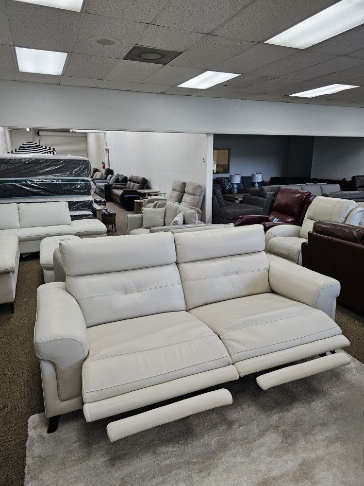 Real Leather Sectional Sofa With Two Recliners-Jazlo