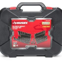 Husky 1/2" Drive SAE/Metric 6-Point Impact Socket Set 64-Piece Complete Kit