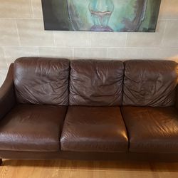 Genuine Italian leather sofa - Brown 
