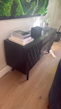 Modern Black Geometric Sideboard / Credenza / Buffet Cabinet